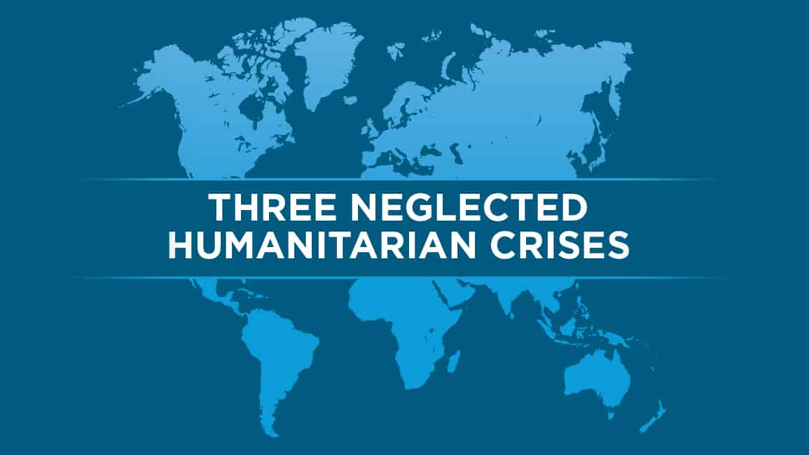 World Map with text" 3 Neglected Global Humanitarian Crises to Know About in 2023"