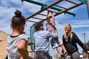 The Villanueva family playing in the park