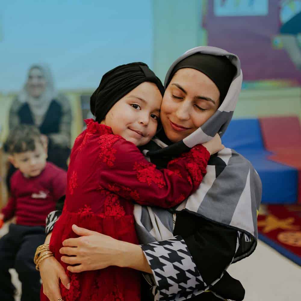 Refugee women and child