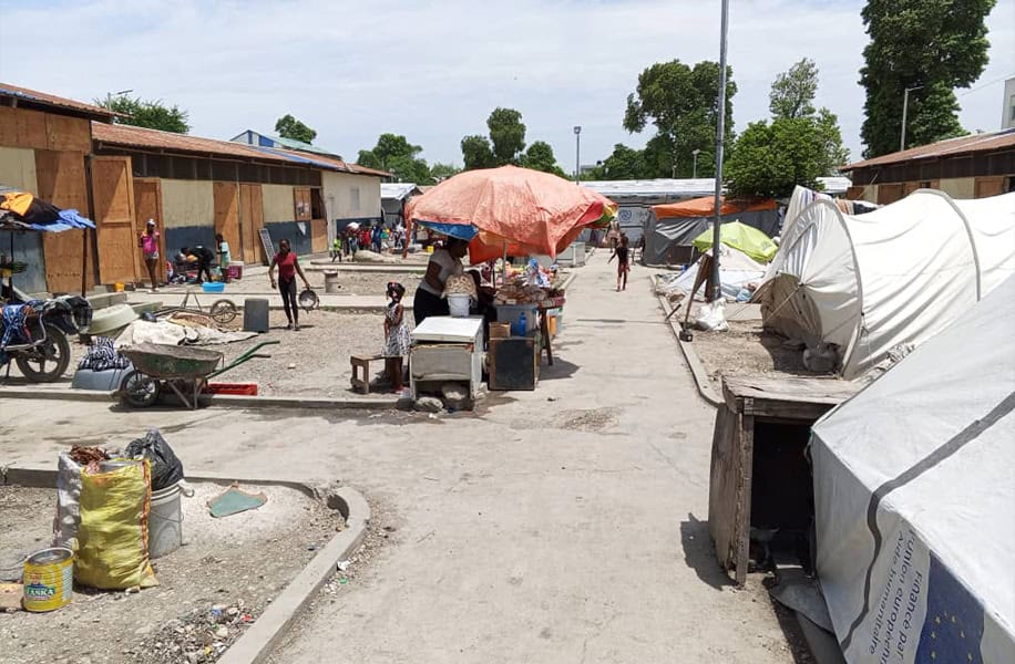 Makeshift shelters at an internally displaced persons camp. Violence in Haiti today has displaced more than 578,000 people